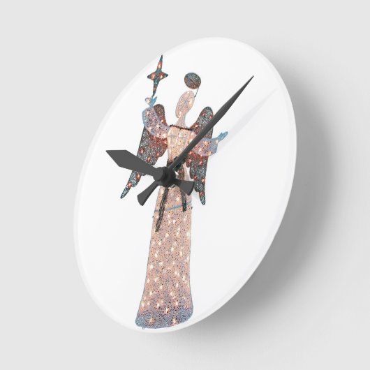 "GLITTERING ANGEL"-KLICKE RUNDE WANDUHR (Winkel)