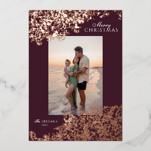 Glittering Berries Foil Pressed Red Holiday Card Folien Feiertagskarte