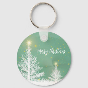 Glittering Blue Background mit Weihnachtsbaum Schlüsselanhänger