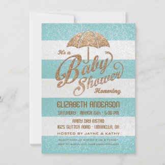 Glittering Blue & Gold Baby Boy Showeinladung Einladung