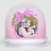 Glittering Christmas Pink Bow Photo Pink Schneekugeln (Vorderseite)