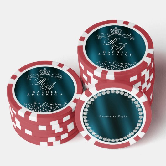 Glittering Crogram Green Pokerchips (Stapel)