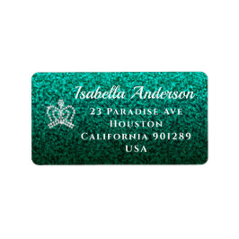 Glittering Crown Aqua Address Label Adressaufkleber