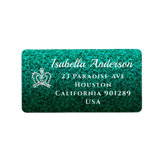 Glittering Crown Aqua Address Label Adressaufkleber (Vorne)