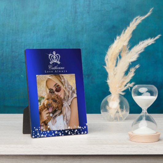 Glittering Crown Blue Fotoplatte (Seite)