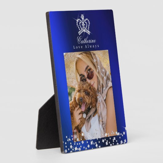 Glittering Crown Blue Fotoplatte (Seite)