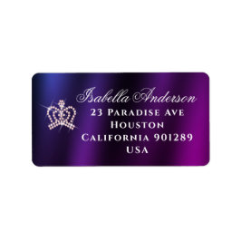 Glittering Crown Blue Lila Rücksendeadresse Adressaufkleber