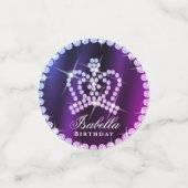 Glittering Crown Blue Lila Satin Table Confetti Konfetti (Klein Vorderseite)