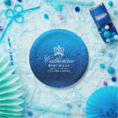 Glittering Crown Blue Pappteller (Party)