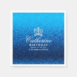 Glittering Crown Blue Serviette