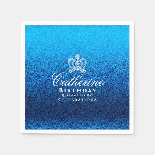 Glittering Crown Blue Serviette (Vorderseite)