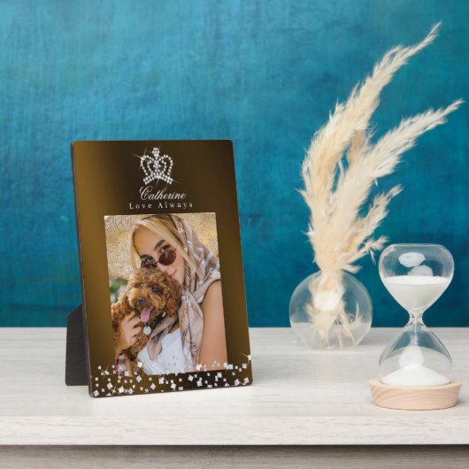 Glittering Crown Brown Gold Fotoplatte (Seite)