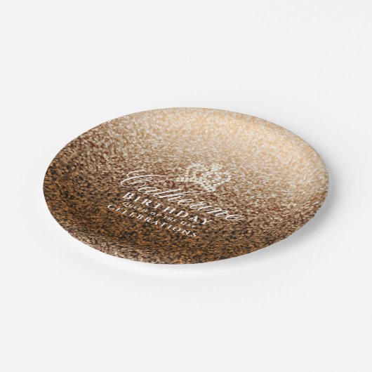 Glittering Crown Gold Pappteller (Schrägansicht)