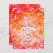 Glittering Crown Gradient Orange Peach Einladung (Vorne/Hinten)