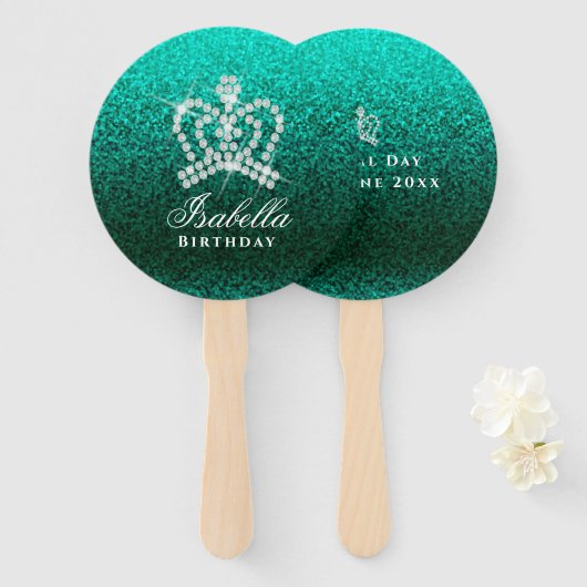 Glittering Crown Green Fächer (Vorne und Hinten)