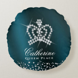 Glittering Crown Green Rundes Kissen