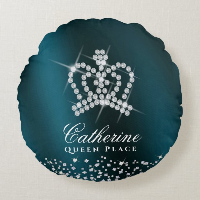 Glittering Crown Green Rundes Kissen (Vorderseite)
