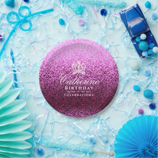 Glittering Crown Lavender Pappteller (Party)