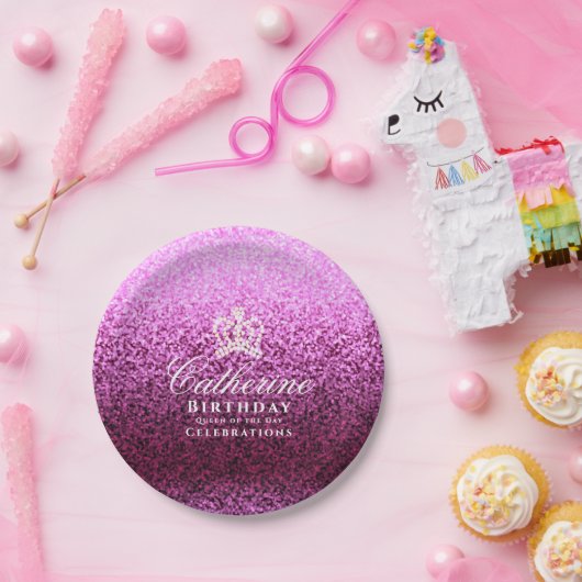 Glittering Crown Lavender Pappteller (Party)