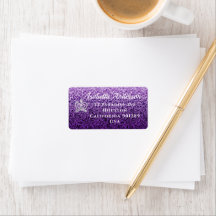 Glittering Crown Lila Lilac Address Label