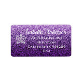Glittering Crown Lila Lilac Address Label Adressaufkleber (Vorne)