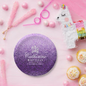 Glittering Crown Lila Lilac Pappteller (Party)
