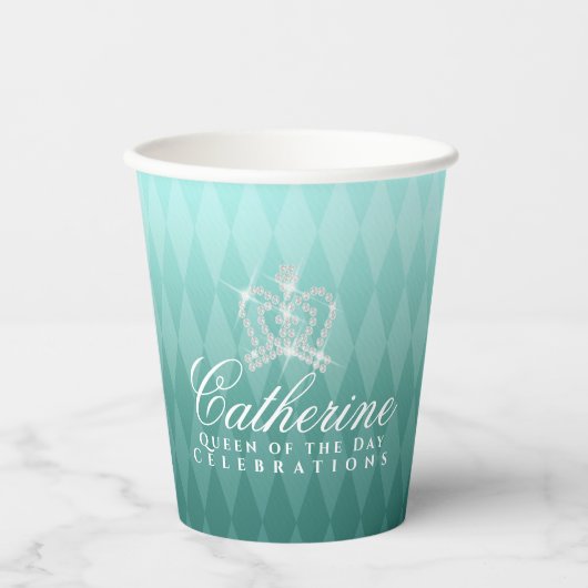 Glittering Crown Luxury Aqua Pappbecher (Vorderseite)