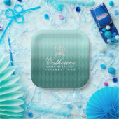 Glittering Crown Luxury Aqua Pappteller (Party)