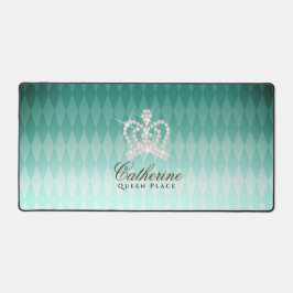 Glittering Crown Luxury Aqua Schreibtischunterlage