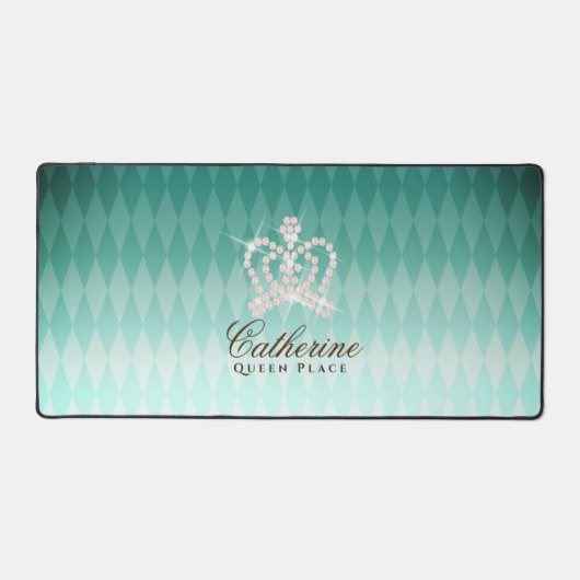 Glittering Crown Luxury Aqua Schreibtischunterlage (Vorderseite)