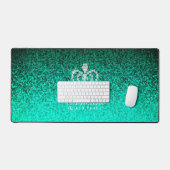 Glittering Crown Luxury Aqua Schreibtischunterlage (Tastatur & Maus)