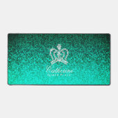 Glittering Crown Luxury Aqua Schreibtischunterlage (Vorderseite)