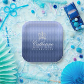 Glittering Crown Luxury Blue Pappteller (Party)