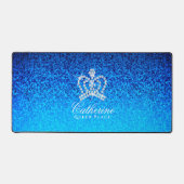 Glittering Crown Luxury Blue Schreibtischunterlage (Vorderseite)