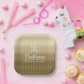 Glittering Crown Luxury Gold Pappteller (Party)