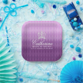 Glittering Crown Luxury Lavender Pappteller (Party)