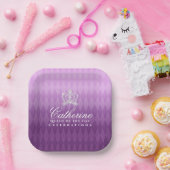 Glittering Crown Luxury Lavender Pappteller (Party)