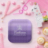 Glittering Crown Luxury Lila Pappteller (Party)