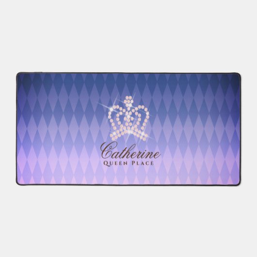 Glittering Crown Luxury Lila Schreibtischunterlage (Vorderseite)