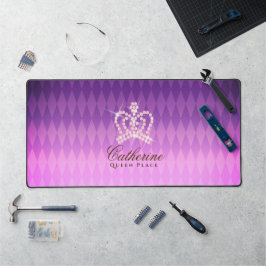 Glittering Crown Luxury Magenta Schreibtischunterlage