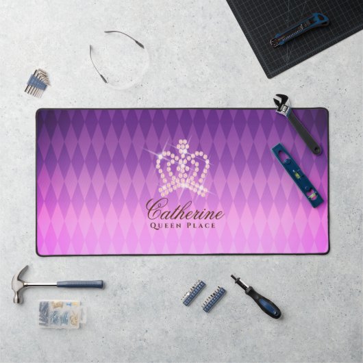 Glittering Crown Luxury Magenta Schreibtischunterlage (Arbeitsplatz)