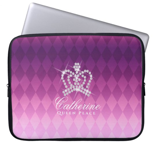 Glittering Crown Magenta Laptopschutzhülle (Vorderseite)