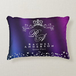 Glittering Crown Monogram Lila Blue Dekokissen