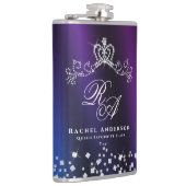 Glittering Crown Monogram Lila Blue Flachmann (Rechts)