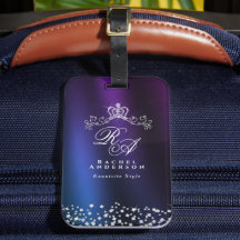 Glittering Crown Monogram Lila Blue