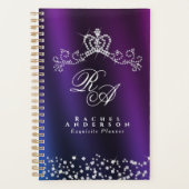 Glittering Crown Monogram Lila Blue Planer (Vorderseite)