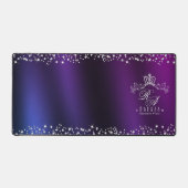 Glittering Crown Monogram Lila Blue Schreibtischunterlage (Vorderseite)