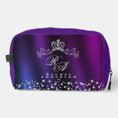 Glittering Crown Monogram Lila Blue Waschbeutel (Vorderseite)