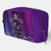 Glittering Crown Monogram Lila Blue Waschbeutel (Rechte Ecke)