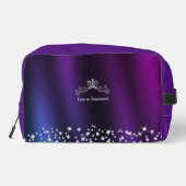 Glittering Crown Monogram Lila Blue Waschbeutel (Rückseite)